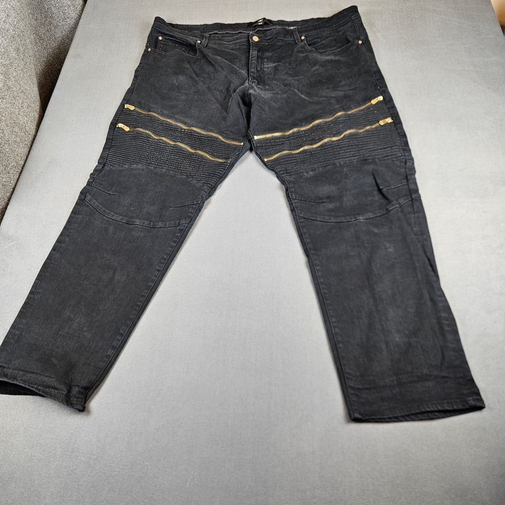 Jordan Craig Legacy Edition Aaron Moto Jeans Black Gold Zippers Mens 48/32